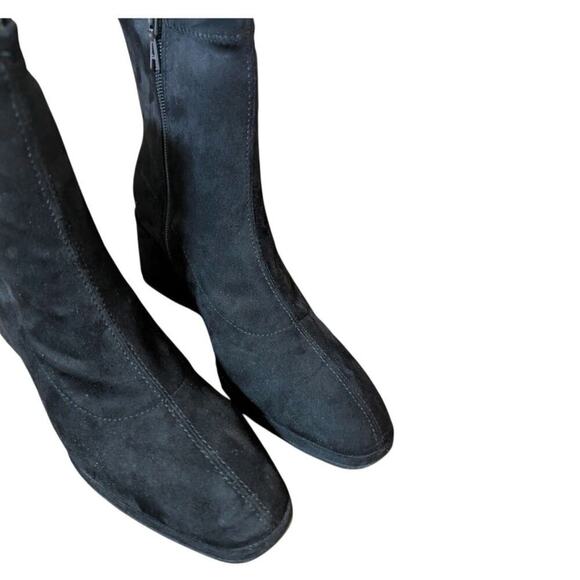 Aerosoles Faux Suede Wedge Ankle Boots Anouk Black Size 9 - Picture 5 of 8